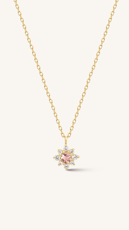 Morganite 14k Solid Gold Necklace